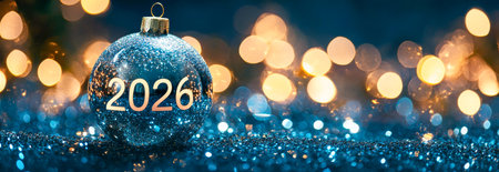 Glittering Christmas 2026 Ornament with Sparkling Lights: Concept of Festive Celebration, Holiday...
