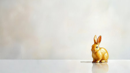 Golden Rabbit Watercolor Art for Chinese New Year Celebration. Concept of Lunar New Year, prosperity, artistic depiction, and cultural tradition. Copy space.の写真素材