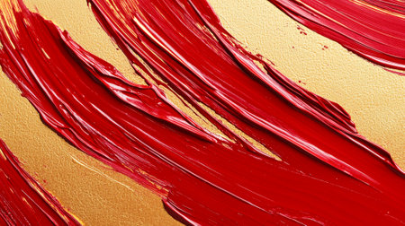 Chinese New Year Abstract Art with Red and Gold Textures Highlighting Festive Vibrancy, Luck, and Tradition in a Stimulating Visual Experience. Abstract Background. Copy space.の写真素材