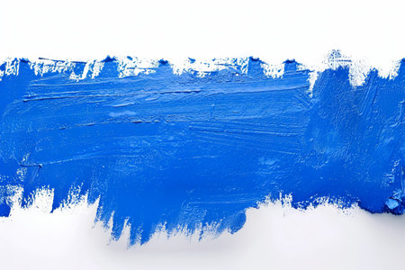 Blue Paint Streak on White Background. Concept of Creativity, Art Tools, Colorful Expression, and...