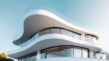 Modern Architectural Masterpiece with Curved Roof Design Showcasing Innovation and Elegance in...