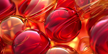 Vibrant Abstract Art with Red and Gold Reflects Festive Spirit and Warm Seasonal Colors. Background, copy space.の写真素材