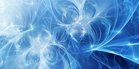 Abstract Blue Fractal Design with Fireworks Patterns Concept of Digital Art, Creative Energy, Modern Aesthetics, and Dynamic Movement. Background.の写真素材