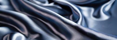 Luxurious Close-Up of Silky Satin Fabric Highlighting Rich Texture and Elegant Movement. Concept of Luxury, Textiles, Fashion, and Elegance. Background, Banner. Copy space.の写真素材