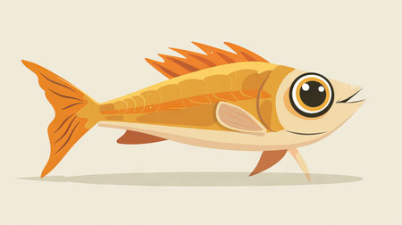 Cute Fish Character Art Illustration Showcasing Adorable Marine Life, Concept of Nature, Creativity, and Ocean Themes for Decorative Design. Isolated on light background.の写真素材