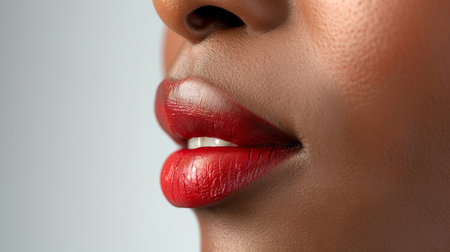Close-Up of African American Woman's Lips Showcasing Beauty Diversity and Elegance.の写真素材