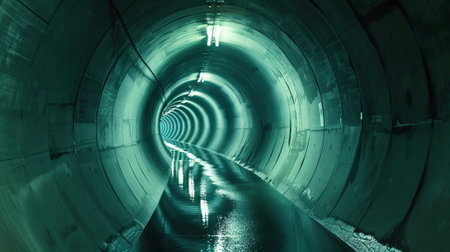 Modern urban infrastructure and underground sewer system construction.の写真素材