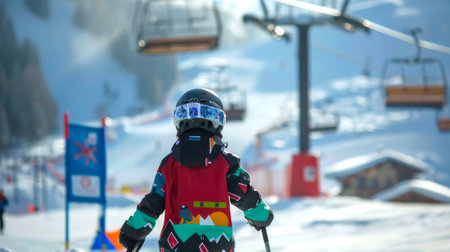 Colorful watercolor painting of festive sleigh filled with wrapped gifts on a dreamy holiday-themed background. Concept of Christmas, vibrant artwork, and seasonal celebration. Vertical. Copy space.の写真素材