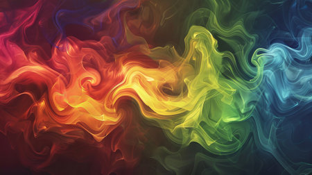 Abstract swirling rainbow-colored patterns in vibrant hues of red, yellow, green, and blue. Concept...