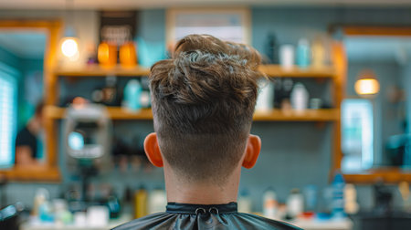 Young Caucasian Man Getting Haircut with Clippers at Modern Barbershop. Concept of Men's Hairstyles,...