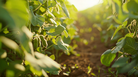 Rows of Mature Potato Plants Growing in a Fertile Field with Fresh Potatoes Visible in the Soil. Concept of Agriculture, Vegetable Farming, Crop Cultivation, Organic Produce.の写真素材