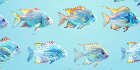 Colorful fish swimming in clear blue water. Concept of marine life, aquatic creatures, underwater,...