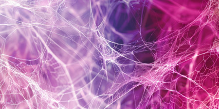 Abstract background with bright pink and purple cobweb. Concept of spider web, Halloween theme,...