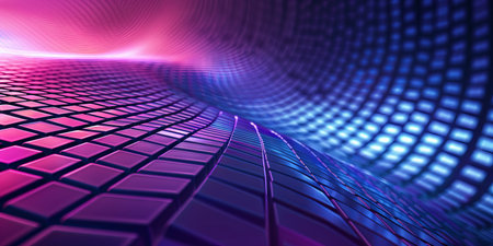 Abstract digital art with purple and blue curved wave. Concept of futuristic technology, digital...