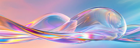 Abstract rainbow glass wave on a colorful background. Concept of fluidity, movement, modern art,...