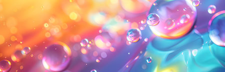 Colorful abstract background with multicolored bubbles in a vibrant and dreamy gradient. Concept of fantasy, imagination, vivid colors, dreamscape.の写真素材
