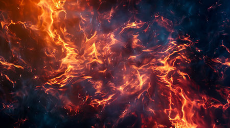 Fiery abstract flames on a dark background. Concept of fire, heat, energy, power. Abstract...