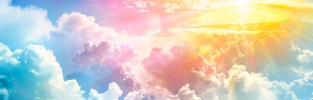 Vibrant sunset sky with colorful clouds. Beautiful natural landscape. Concept of tranquility,...