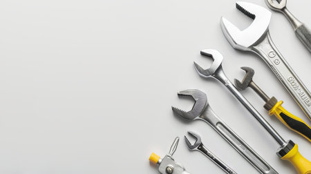 Various construction tools on a white background. Concept of building, repair work, engineering,...
