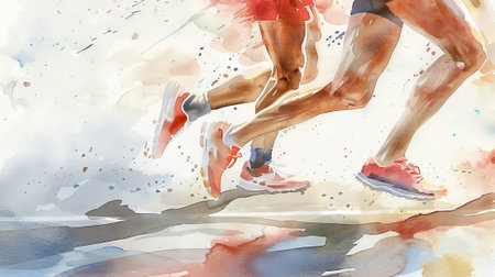 People running marathon. Group of runners. Athletes' legs in motion. Concepts of fitness, endurance,...