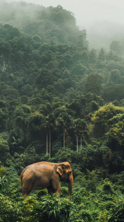 Elephant in the wild nature. Majestic animal in its natural habitat. Concept of wildlife, savanna...