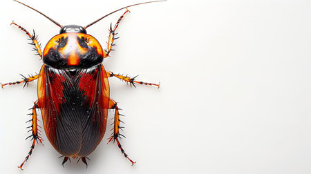 American Cockroach isolated on a white background. Close-up of Periplaneta americana. Pest insect....