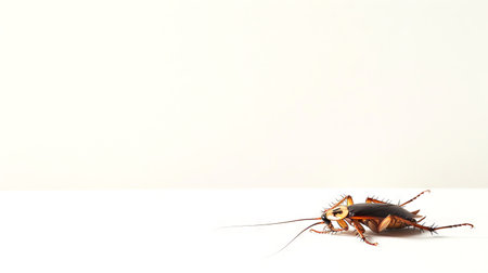 German cockroach isolated on a white background. Macro shot of a Pest insect. Concept of...