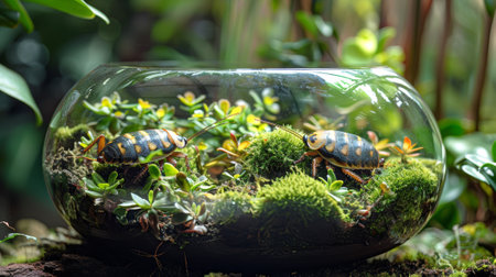 Insects in a terrarium environment, Madagascar hissing cockroaches on wood. Exotic cockroaches...