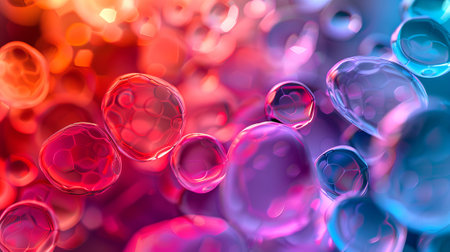 Microscopic view of cells, bacteria and viruses. Pathogens and microscopic organisms. Vibrant...
