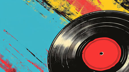 Vinyl record with a pop art splash background. Vibrant and artistic interpretation of classic music...