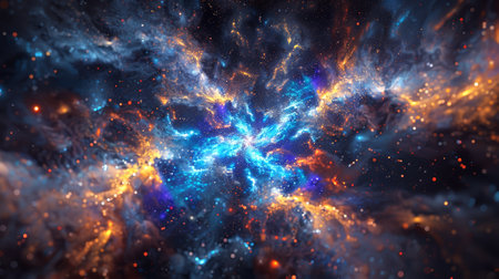 Stellar formation in deep space with vibrant colors. A vivid depiction of a nebula. Concept of the...
