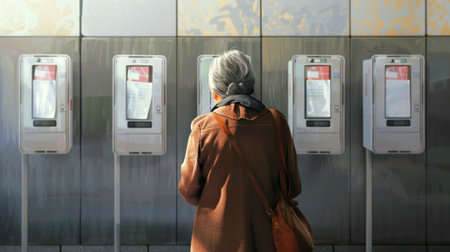 Back view of a elderly woman at a polling place. Female voter. Senior Citizen vote. Concept of...