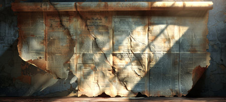 Aged newspaper with rough torn edges. Old burned newsprint textured background. Vintage aged paper....