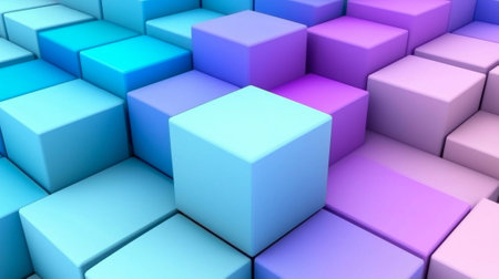 Abstract Geometric Cubes in Vibrant Blue and Purple Hues Showcasing Modern Design and Visual Creativity. Abstract background.の写真素材