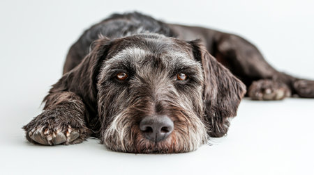 Close-up portrait of dog on white background. concept of pet loyalty, canine companionship, animal...
