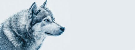 Close-up portrait of a husky dog on white background. concept of canine beauty, animal serenity,...