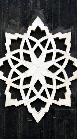 Abstract Islamic Geometric Pattern with Intricate Design Displayed on Textured Surface in Ramadan Celebration Theme. Abstract Background. Vertical.の写真素材