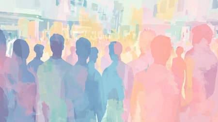 Multiracial group of workers celebrating international workers' day in abstract watercolor. concepts of unity, labor rights, collective gathering, cultural diversity.の写真素材