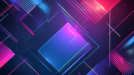 Futuristic cyberpunk abstract background with vibrant neon colors and geometric patterns. concept of...