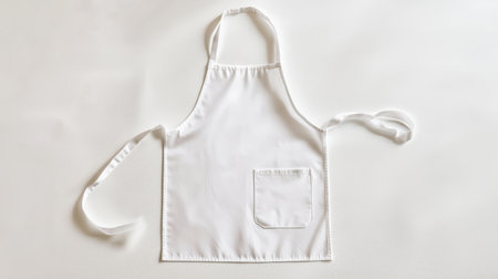 Clean white apron on white background. concept of kitchen essentials, cooking attire, culinary preparation, minimalist design.の写真素材