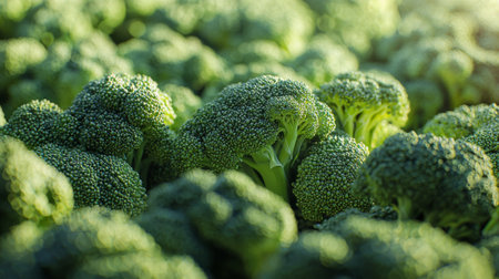 Fresh organic broccoli in lush green field. concept of healthy eating, organic farming, fresh produce, natural growth.の写真素材