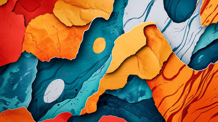 Vibrant abstract art background with colorful textured paper layers. concept of creativity, modern...