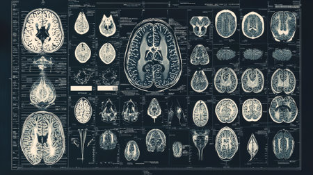 Advanced medical visualization of neural structures in brain scans. concept of neurology, brain...