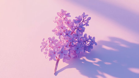 Close-up of vibrant lilac flower cluster on soft pink background. concept of nature's beauty, floral elegance, botanical inspiration, delicate blooms. Spring flowers.の写真素材