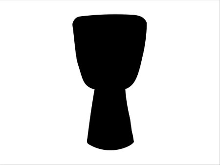 Black Silhouette of Djembe Drum Isolated on White Background. Concept of Musical Instrument, Percussion Art, Ethnic Music, Minimalist Style, Graphic Illustration. Print, Icon, Design Element.のイラスト素材