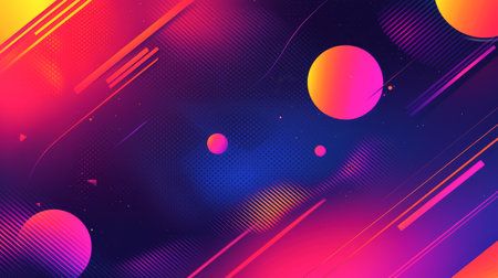 Vibrant abstract neon inspired design background with radiant spheres and dynamic patterns. concept...