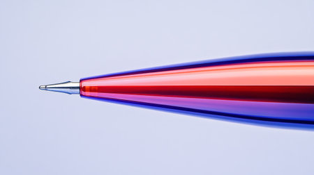 Precision in writing: close-up elegance of a ballpoint pen tip in vivid detail. concept of office essentials, writing instruments, stationery design.の写真素材