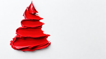Minimalist abstract red christmas tree art on white background. concept of modern holiday decor, festive simplicity, contemporary xmas design, copy space.の写真素材