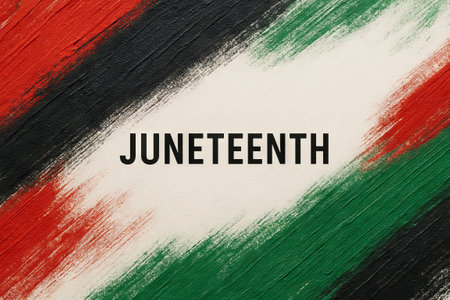 Juneteenth artistic abstract background with bold colors and brushstroke design celebrating freedom and emancipation. concept of cultural heritage, bold expression, vibrant artistry.の写真素材