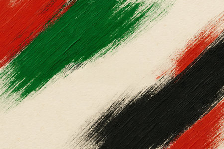 Juneteenth artistic abstract background with simple brushstrokes in red, green, and black for cultural celebration and modern art concept.の写真素材